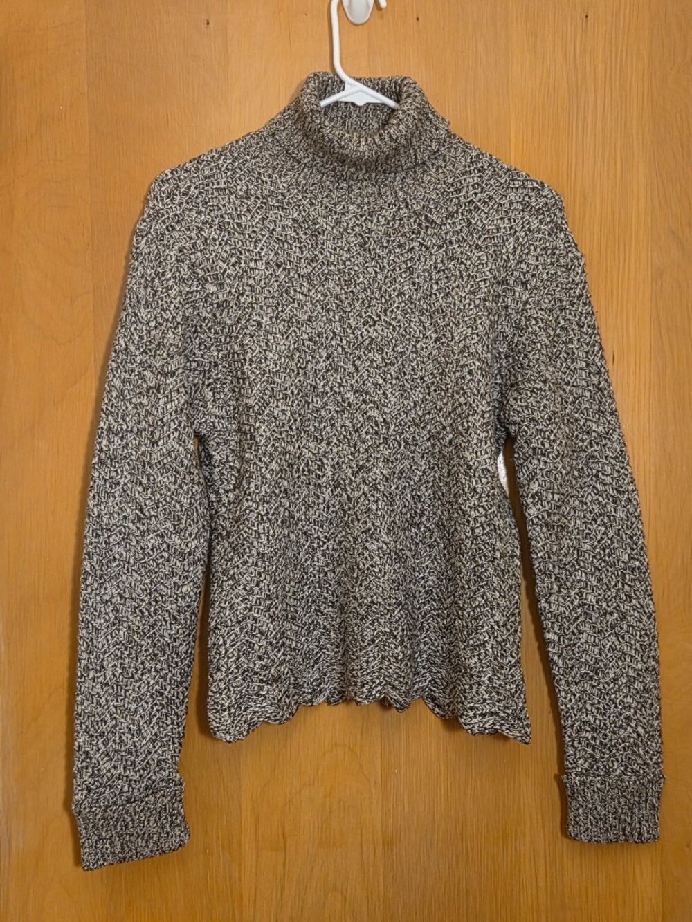 Vtg Carlisle Turtleneck Cropped Sweater Sz M Silk Cashmere Herringbone Brown Tan